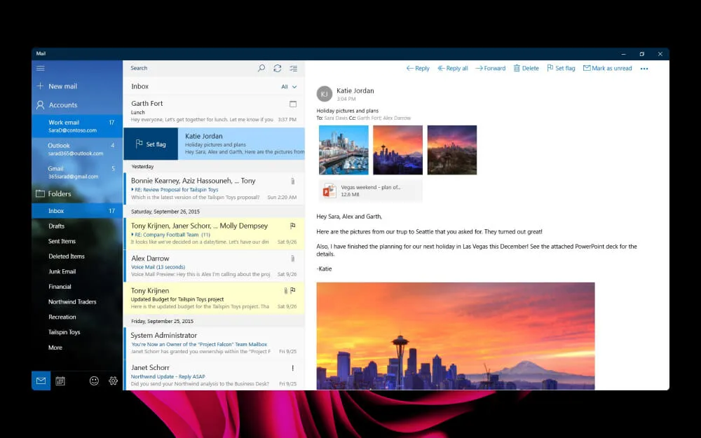 Mail and Calendar Windows