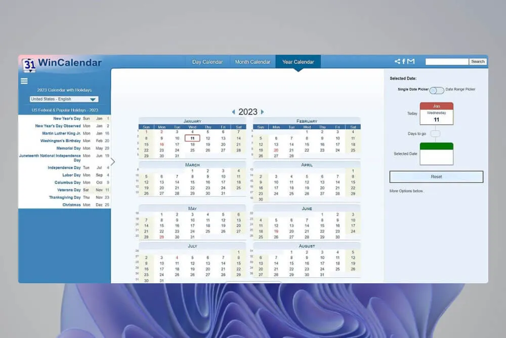 WinCalendar Windows