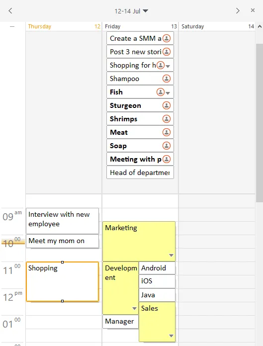 How to create the hourly schedule for day