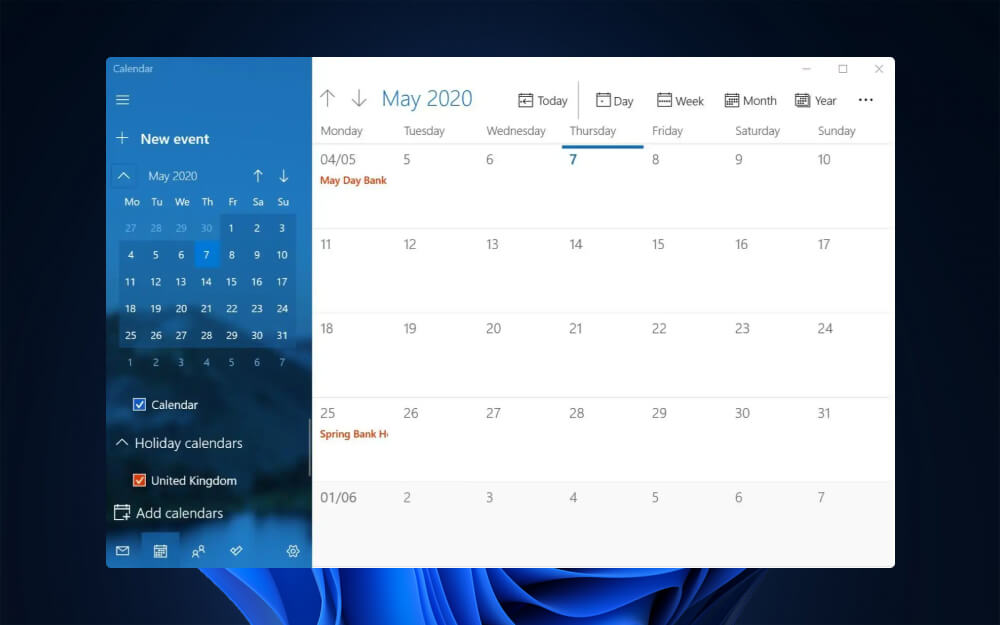 Event Calendar Windows